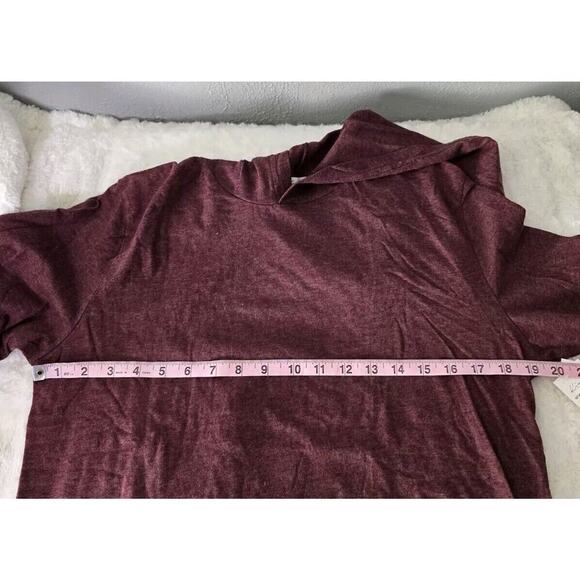 Kinetix Men's Soft Long Sleeve Hoodie Lightweight Stretch Tee Wine Red Medium - Picture 7 of 8